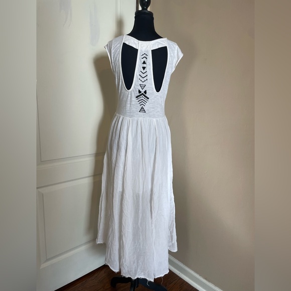 Free People Toosaloosa Slub Meadows Ivory Embroidered Midi Dress Size S Boho - Picture 6 of 11